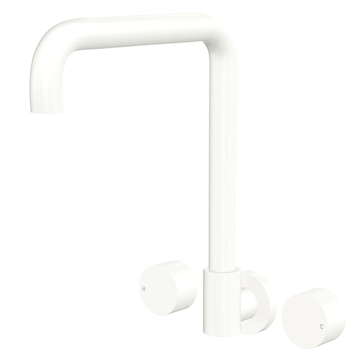 Kaya Squareline Wall Set, Round Taps - Matte White