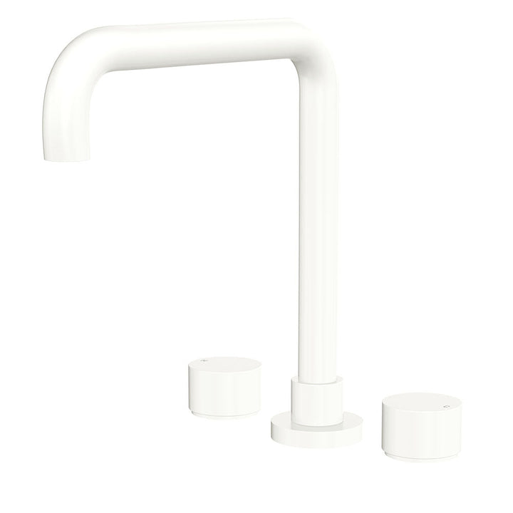 Kaya Squareline Hob Set, Round Taps - Matte White