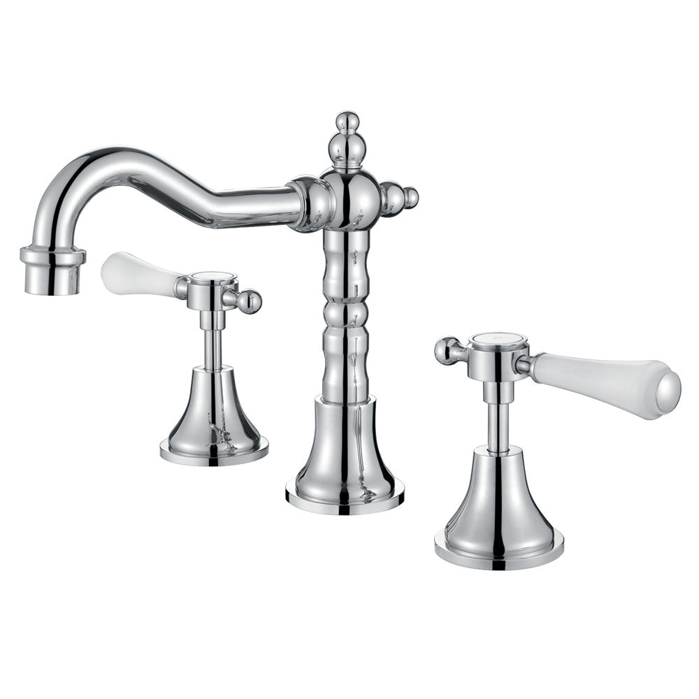 Lillian Lever Basin Set - Chrome with Ceramic White Handle