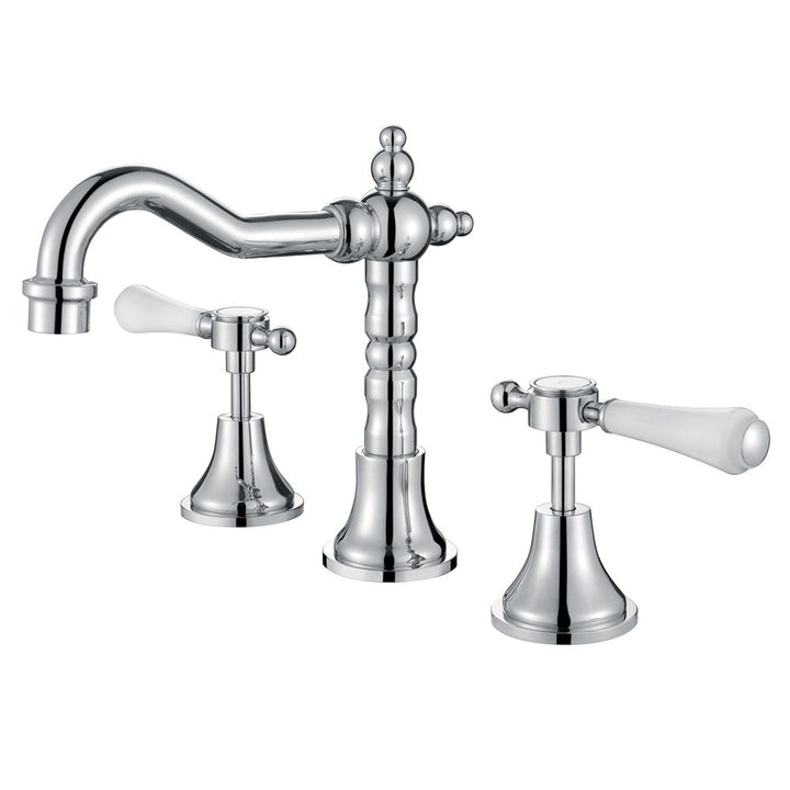 Lillian Lever Basin Set - Chrome with Ceramic White Handle
