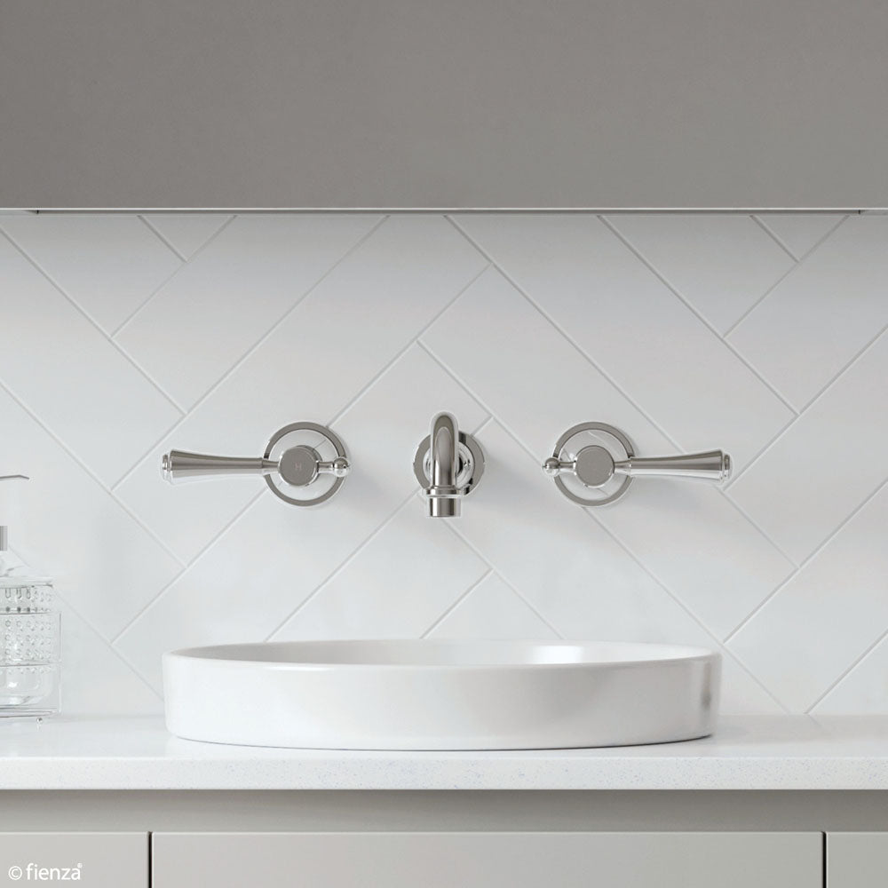 Lillian Lever Basin/Bath Wall Set - Chrome