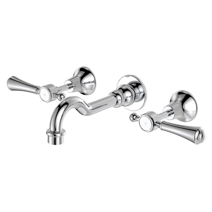 Lillian Lever Basin/Bath Wall Set - Chrome