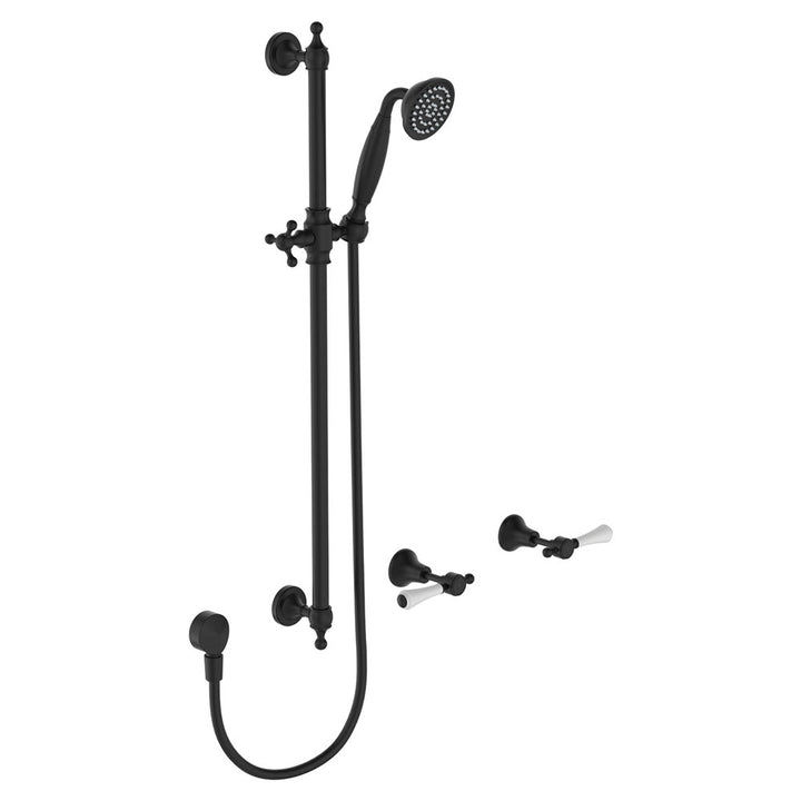 Lillian Lever Rail Shower Set - Matte Black with Ceramic White Handle