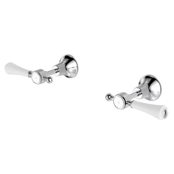 Lillian Lever Wall Top Assemblies - Chrome with Ceramic White Handle