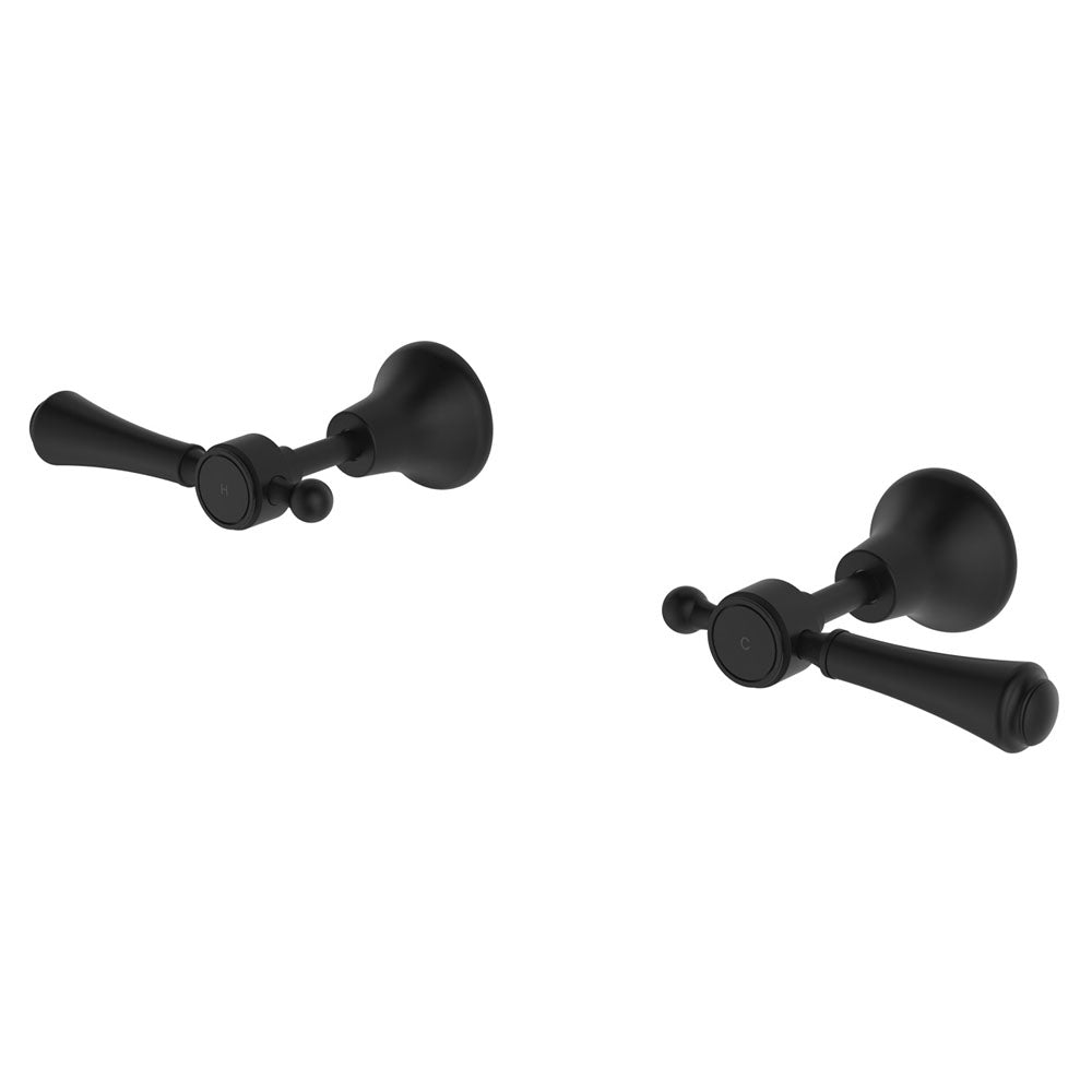 Lillian Lever Basin/Bath Wall Set - Matte Black