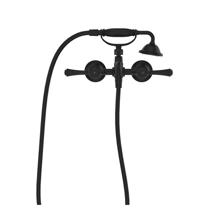 Lillian Lever Exposed Bath Tap Set with Hand Shower - Matte Black