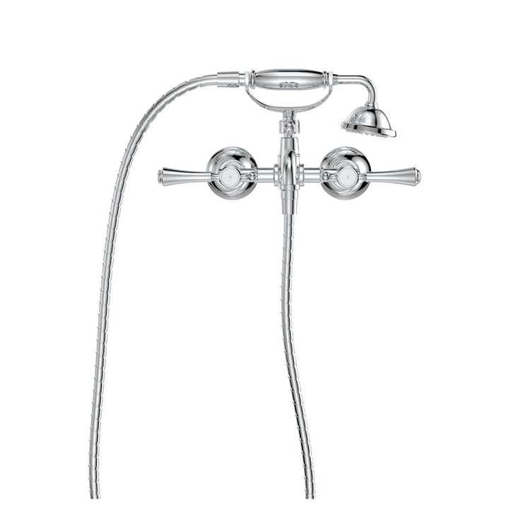 Lillian Lever Exposed Bath Tap Set with Hand Shower - Chrome