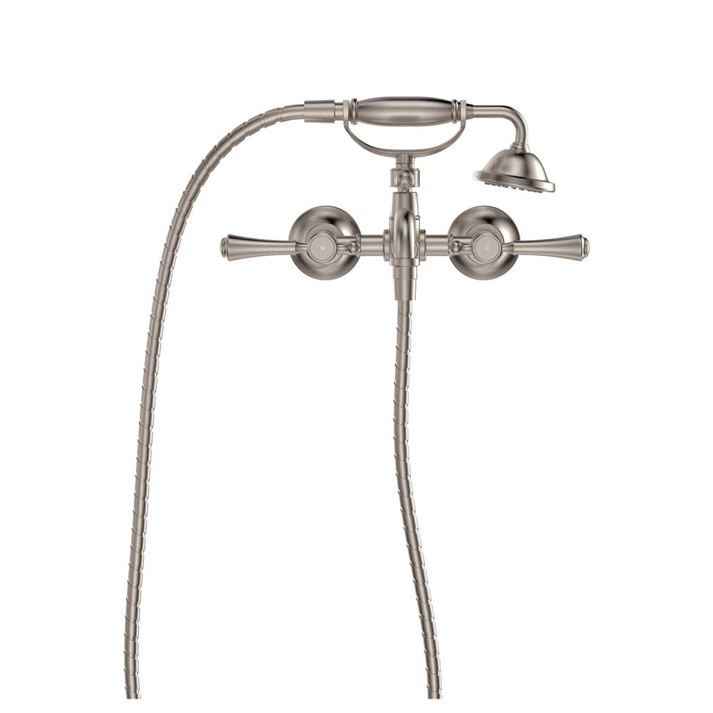 Lillian Lever Exposed Bath Tap Set with Hand Shower - Brushed Nickel