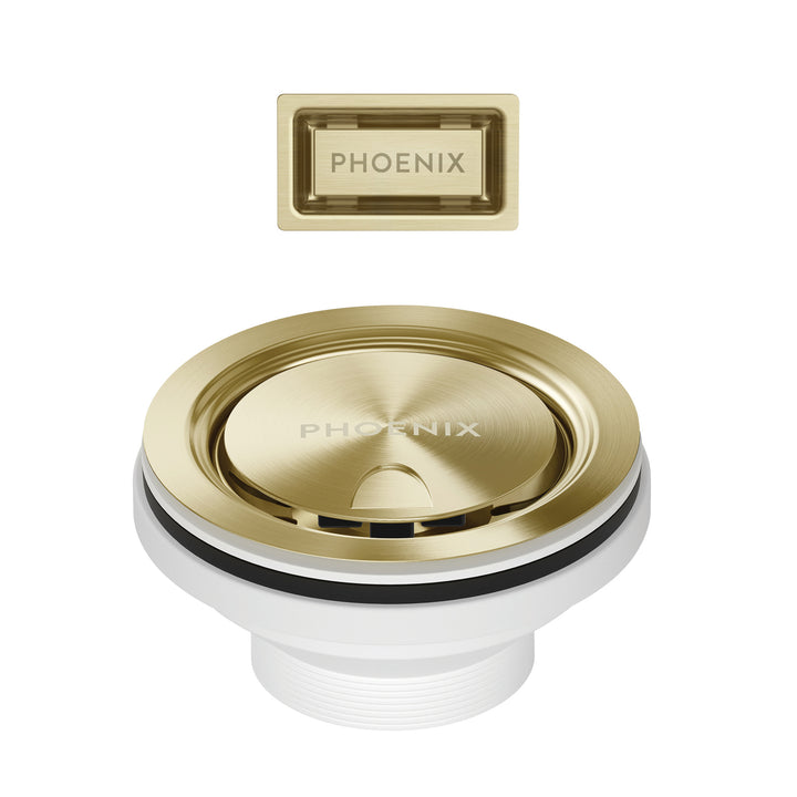 Covered Sink Basket Waste with Overflow - Brushed Gold