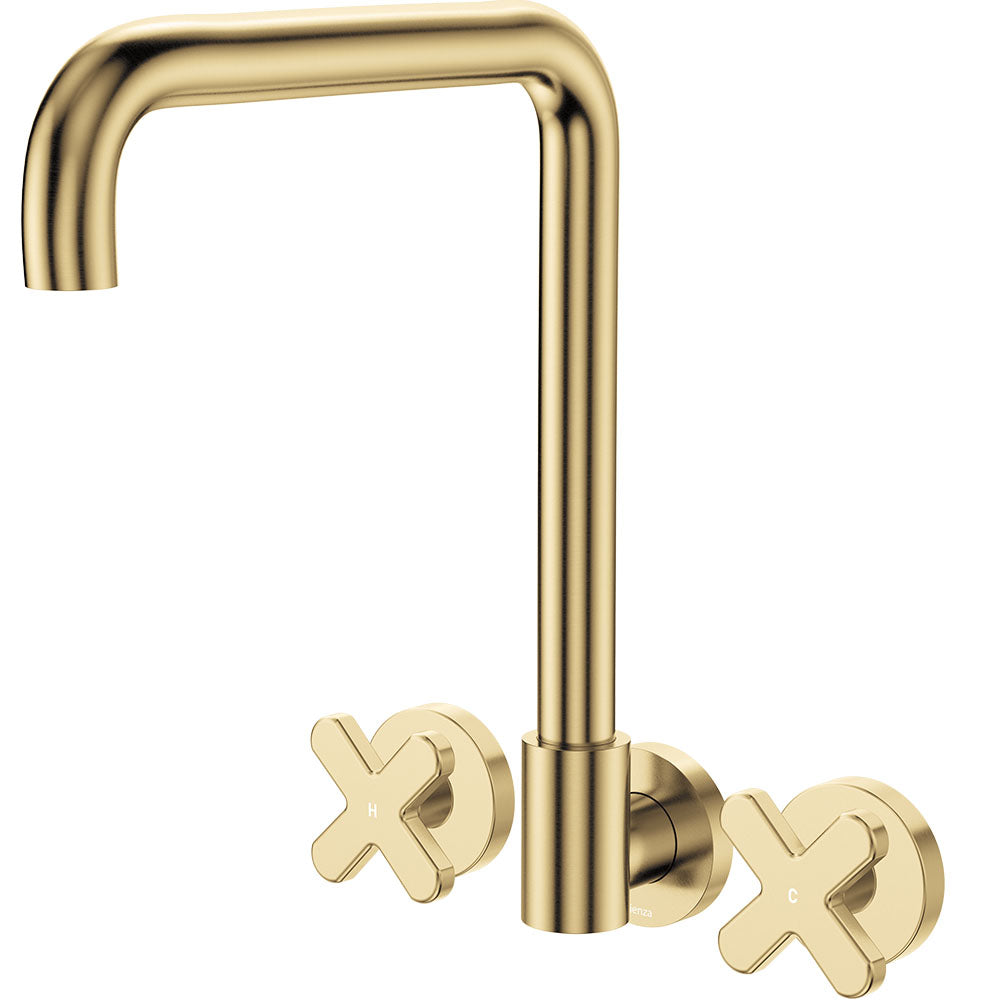 Kaya Squareline Wall Set, Cross Taps - Urban Brass