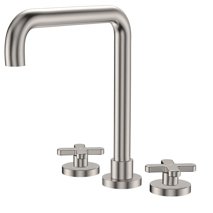 Kaya Squareline Hob Set, Cross Taps - Brushed Nickel