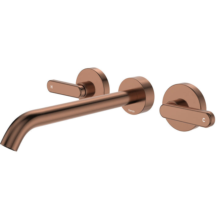 Kaya Wall Set, Lever Taps, 220mm - Brushed Copper