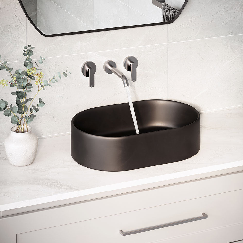 Kaya Wall Set, Lever Taps, 180mm - Gun Metal