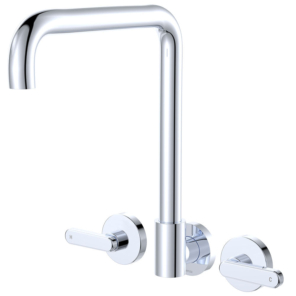 Kaya Squareline Wall Set, Lever Taps - Chrome