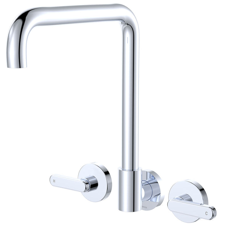 Kaya Squareline Wall Set, Lever Taps - Chrome