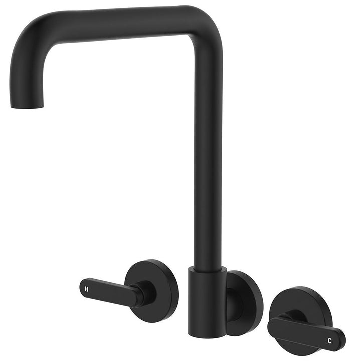 Kaya Squareline Wall Set, Lever Taps - Matte Black