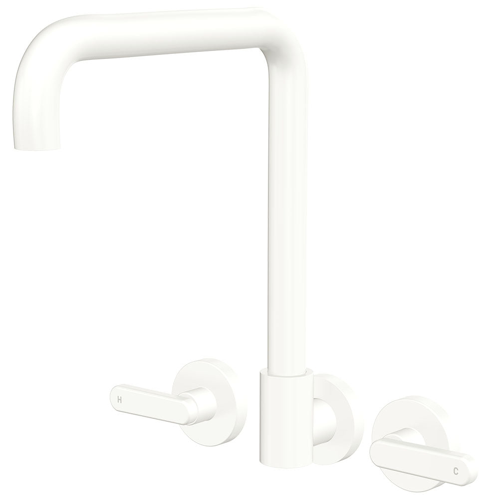 Kaya Squareline Wall Set, Lever Taps - Matte White