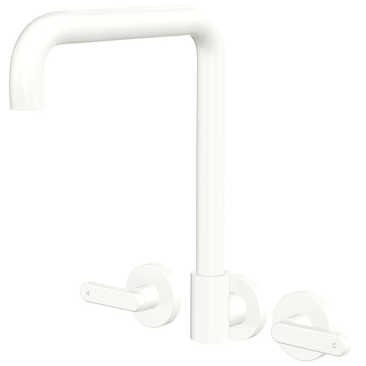Kaya Squareline Wall Set, Lever Taps - Matte White