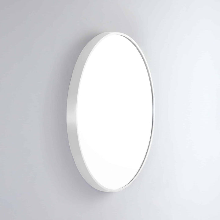 Modern Round Mirror with Portable Magnifier Milano White