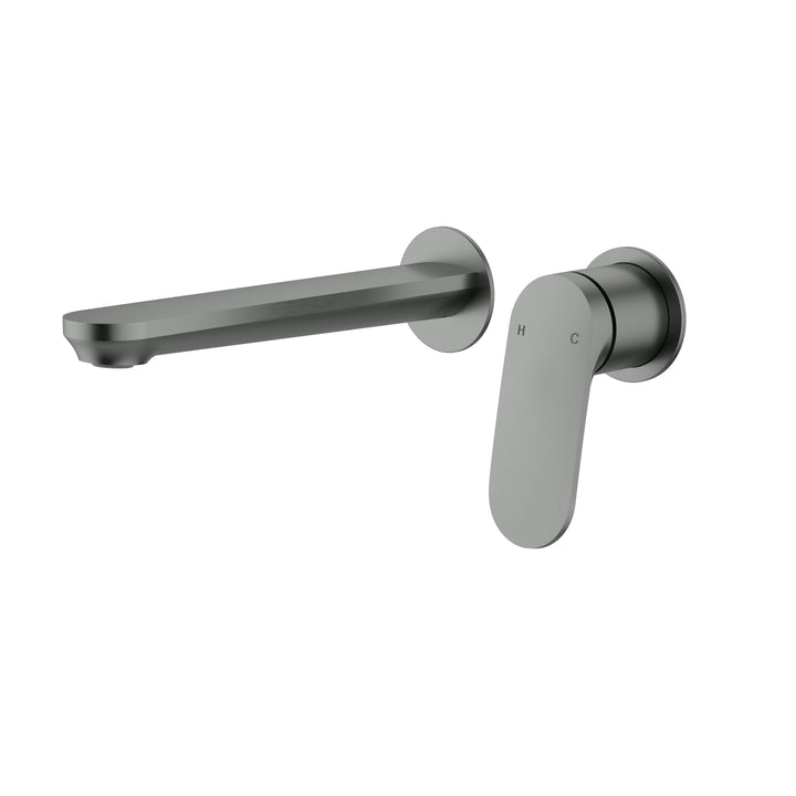 Sulu II Wall Basin Mixer Trim Kit with Separate Cover Plate - Gun Metal