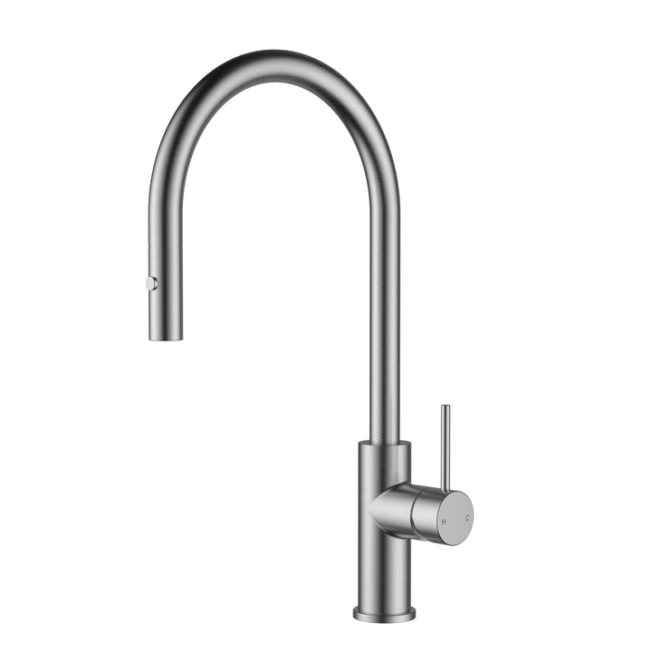 Otus Slimline Gooseneck Pull-Out Sink Mixer - Stainless Steel