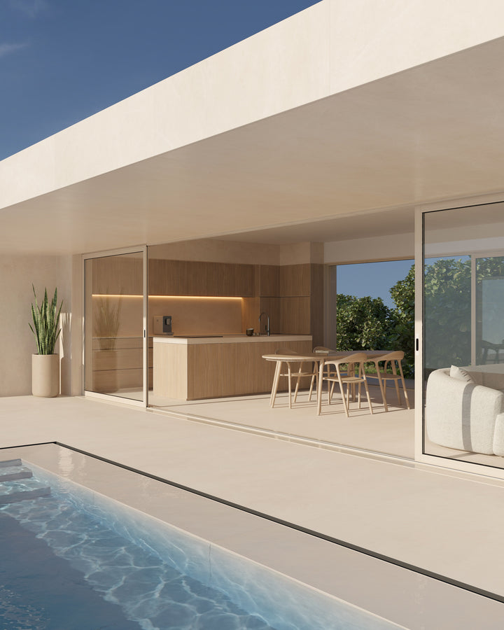Dekton Akara in a kitchen, wide view