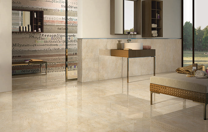 Euromarmo Crema Marfil Porcelain Tile detail