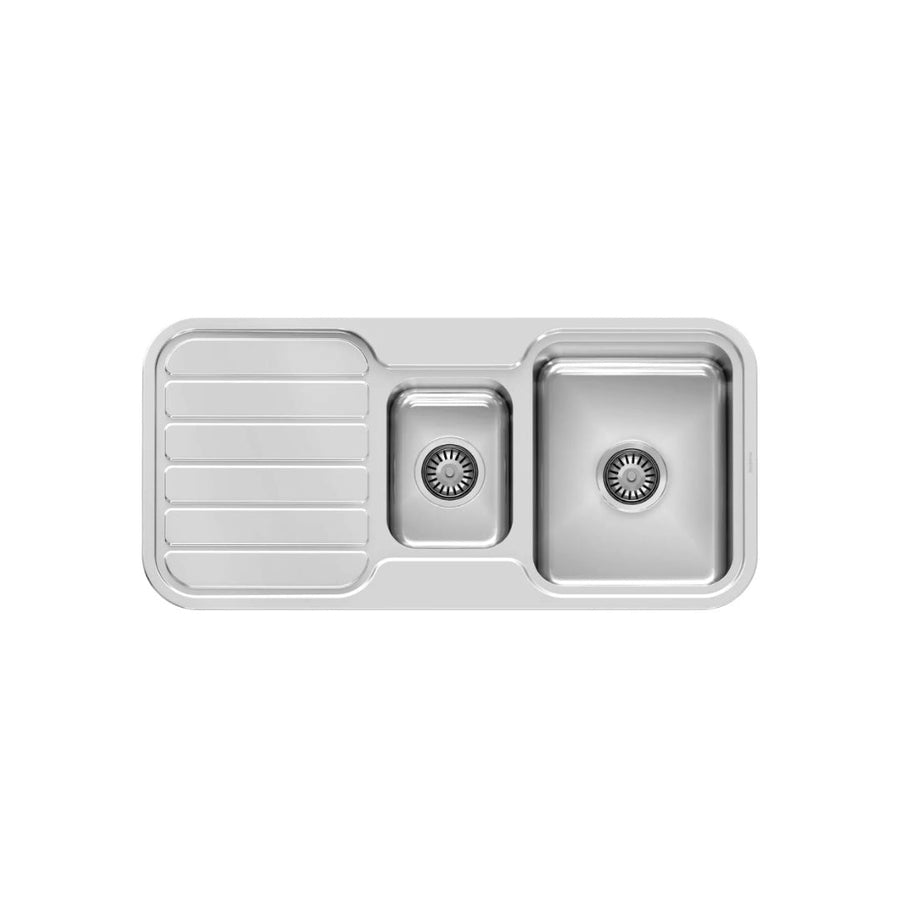 1000 Series 1 and 1/3 Bowl Sink with Drainer and No Taphole - Stainless Steel
