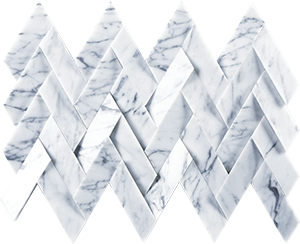 3D Carrara Venatino Marble Mosaic tile face, 353 x 227 mm