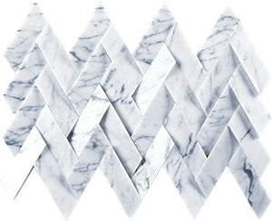 3D Carrara Venatino Marble Mosaic tile face, 353 x 227 mm