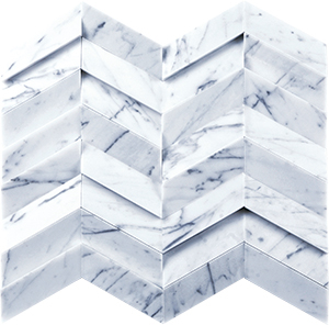 3D Carrara Venatino Marble Mosaic tile face, 306 x 262 mm
