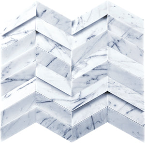3D Carrara Venatino Marble Mosaic tile face, 306 x 262 mm