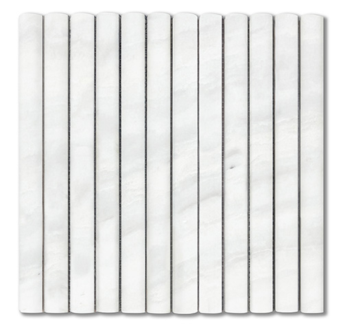 3D Flute Pearl White Marble Mosaic tile face, 300 x 300 mm