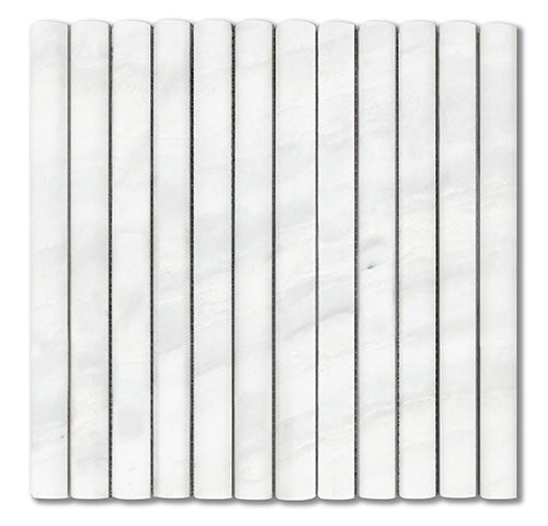 3D Flute Pearl White Marble Mosaic tile face, 300 x 300 mm