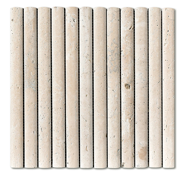 3D Flute Travertine Classico Travertine Mosaic tile face, 300 x 300 mm