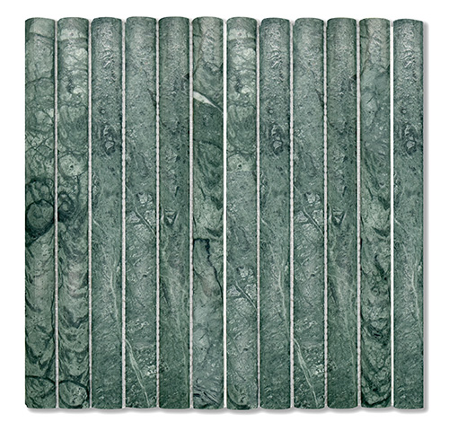 3D Flute Verde Alpi Marble Mosaic tile face, 300 x 300 mm