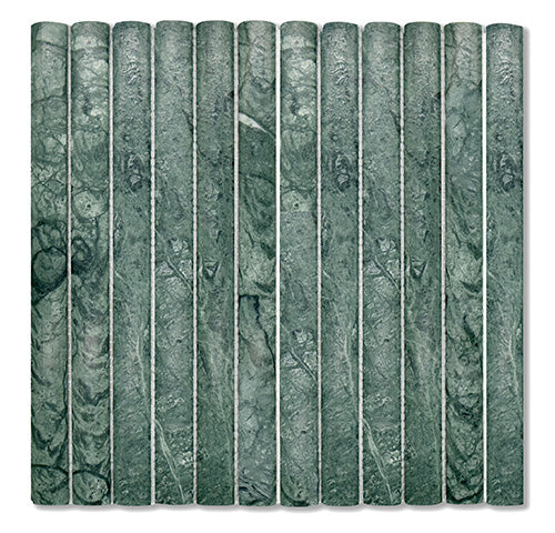 3D Flute Verde Alpi Marble Mosaic tile face, 300 x 300 mm