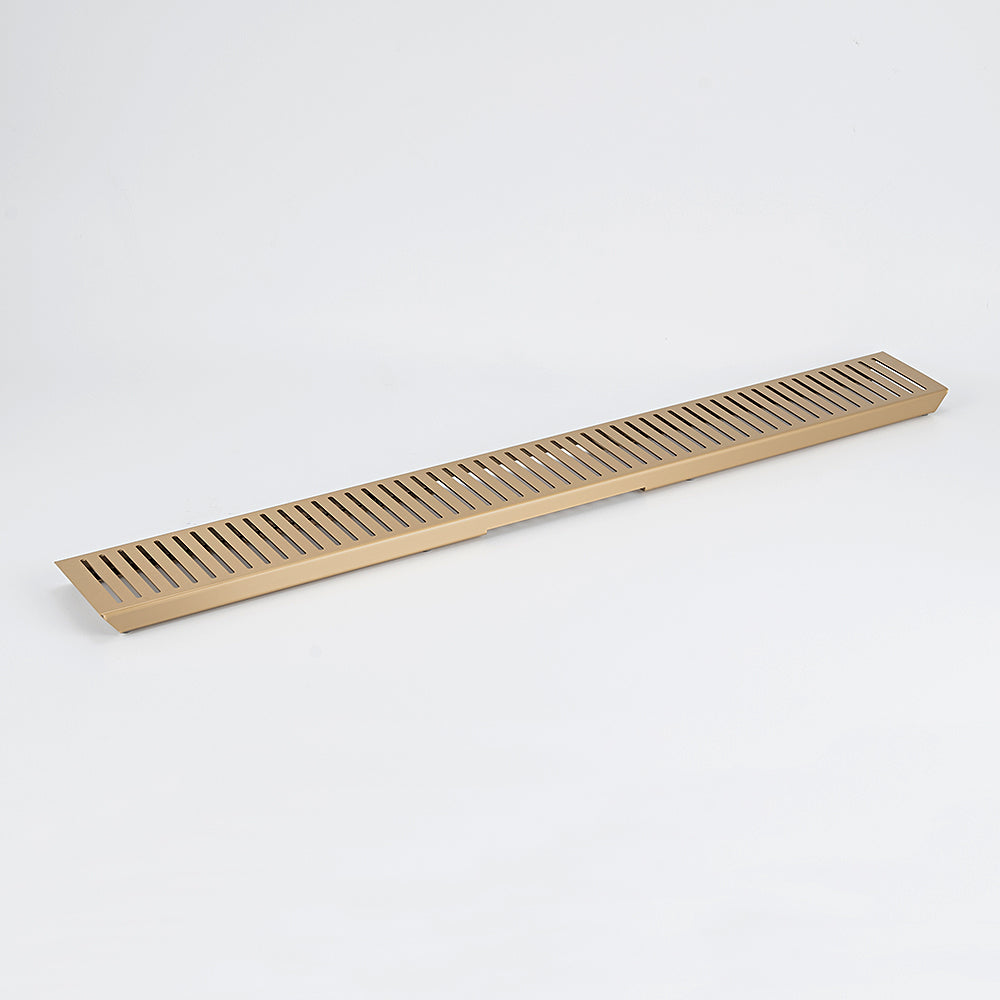 Linear Slotted Floor Grate - Warm Brushed Nickel