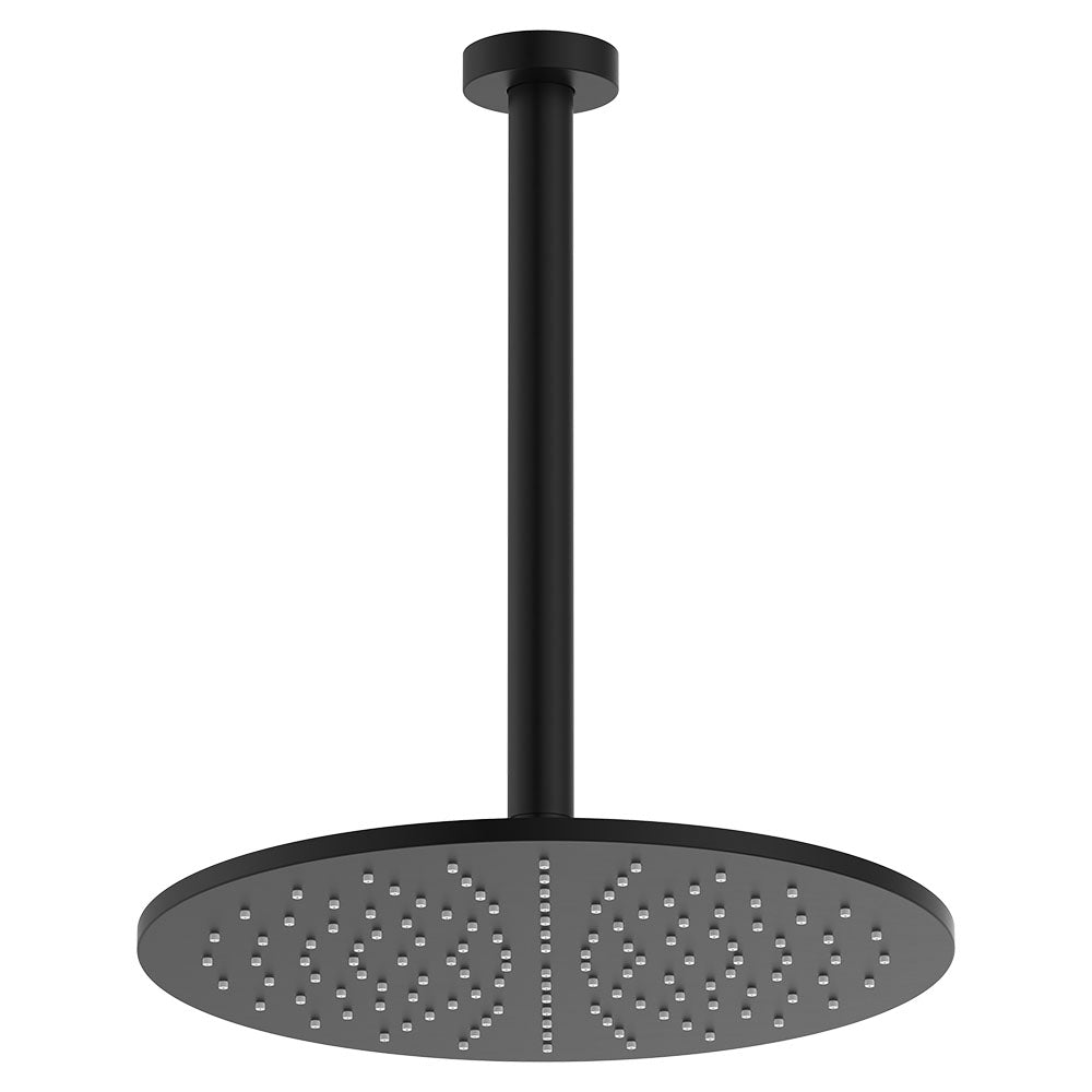 Empire Slim Ceiling Shower 300mm Head, 350mm Drop - Matte Black