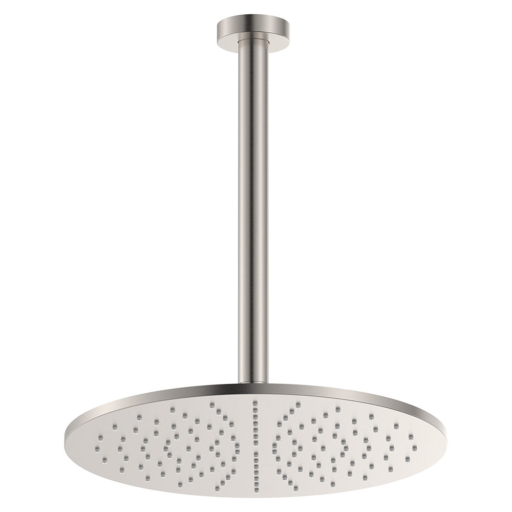 Empire Slim Ceiling Shower 300mm Head, 350mm Drop - Brushed Nickel