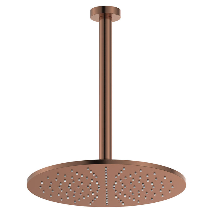 Empire Slim Ceiling Shower 300mm Head, 350mm Drop - Brushed Copper