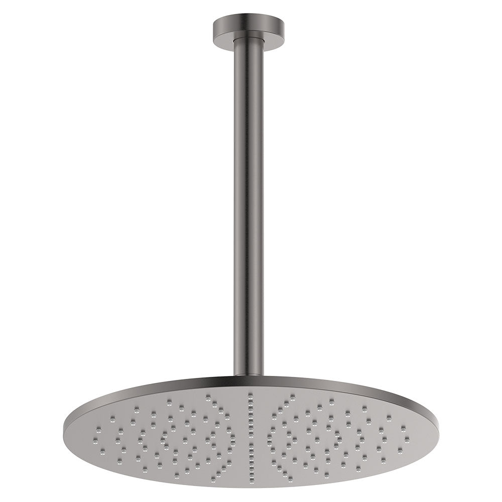 Empire Slim Ceiling Shower 300mm Head, 350mm Drop - Gun Metal