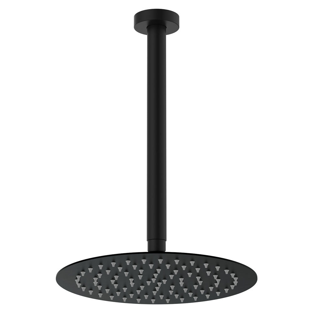 Kaya Ceiling Shower 250mm Head, 350mm Drop - Matte Black