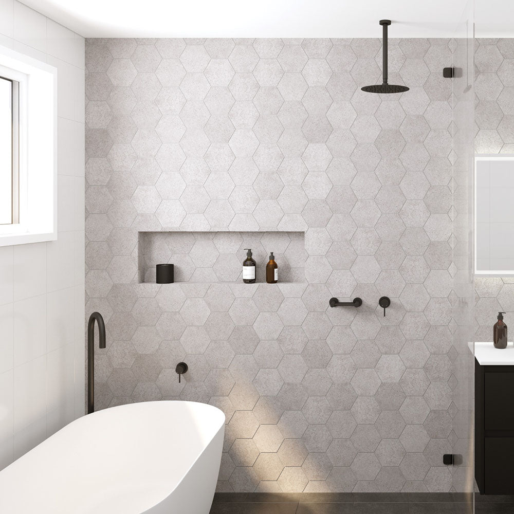 Kaya Ceiling Shower 250mm Head, 350mm Drop - Matte Black
