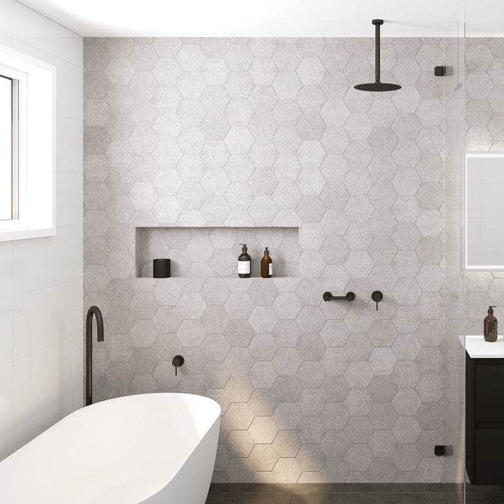 Kaya Ceiling Shower 250mm Head, 350mm Drop - Matte Black
