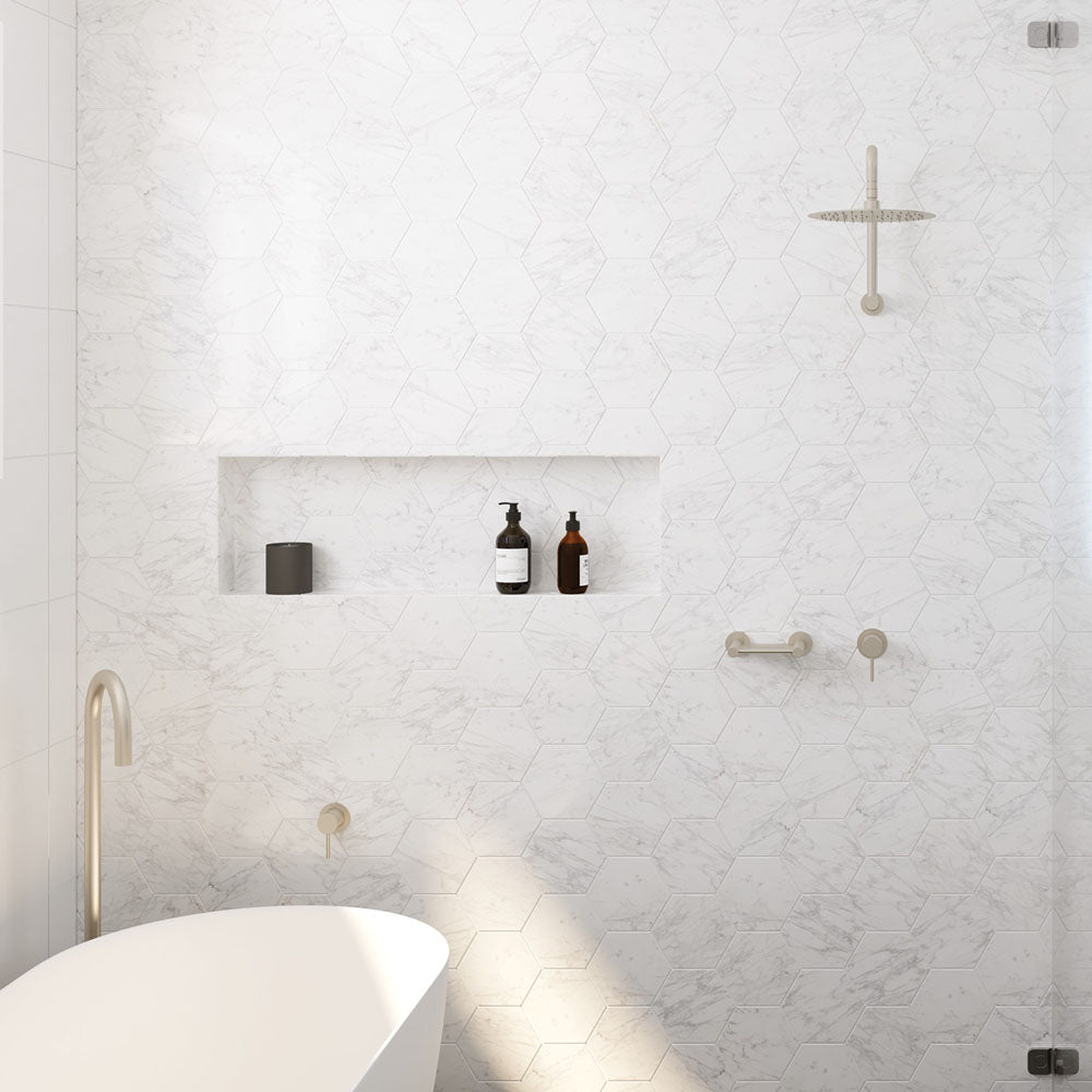 Kaya Gooseneck Shower Arm Set - Brushed Nickel