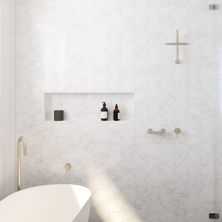 Kaya Gooseneck Shower Arm Set - Brushed Nickel