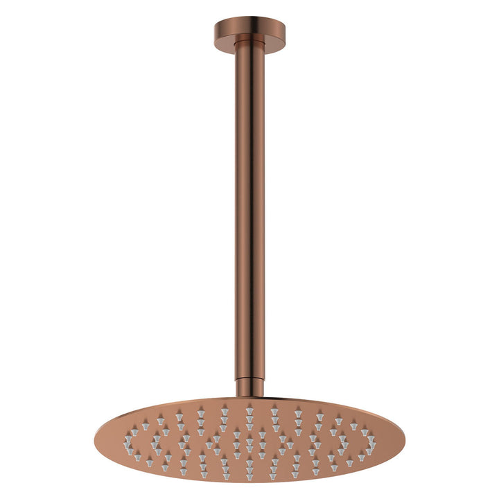 Kaya Ceiling Shower 250mm Head, 350mm Drop - Brushed Copper