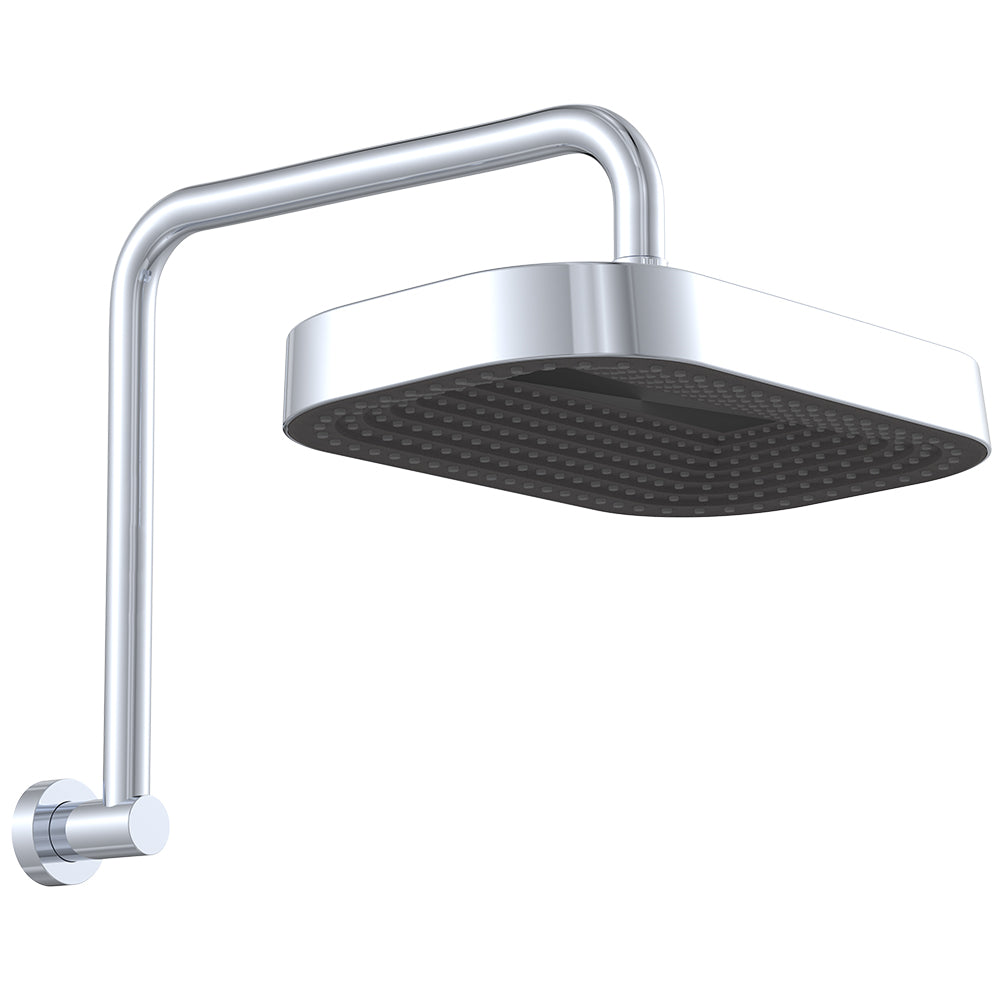 Kuro Gooseneck Shower Arm Set, Soft Square Head - Chrome