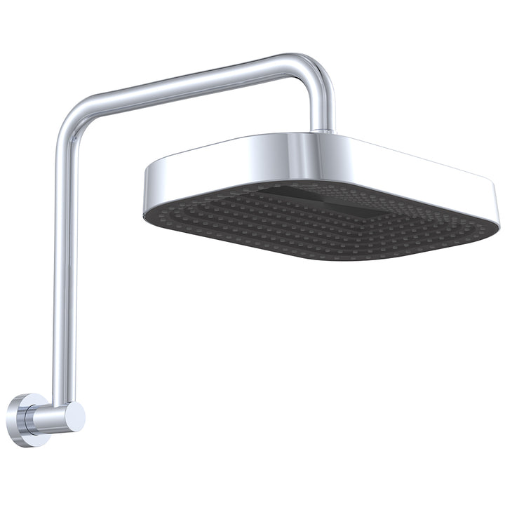 Kuro Gooseneck Shower Arm Set, Soft Square Head - Chrome